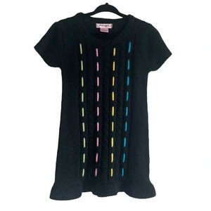 Pink Angel Short Sleeve Sweater Dress Black Multicolor Knit Girl’s 3T